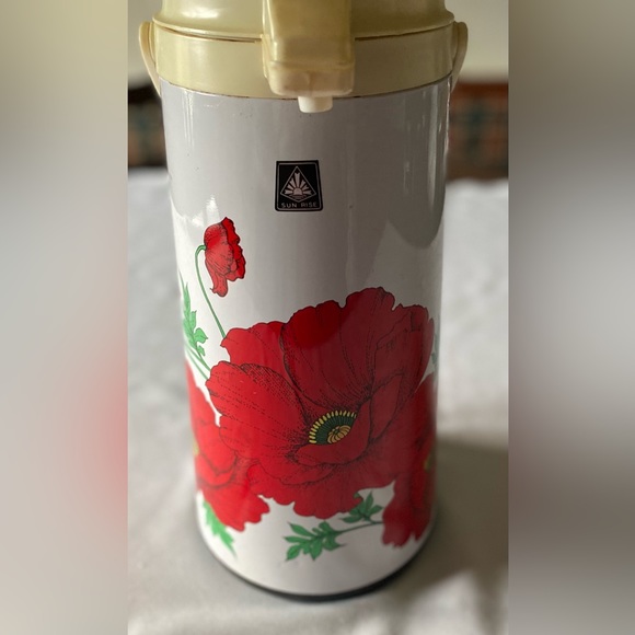 Vintage Sunrise Retro Coffee Pump Dispenser Poppy Floral Design Hot Cold Thermos - Picture 13 of 14